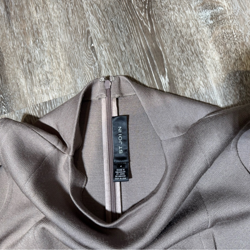 St. John Brown and Cream Midi Dress - Picture 3 of 3